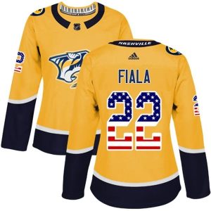 Damen Nashville Predators Trikot Kevin Fiala 22 Kulta USA Flag Fashion Authentic